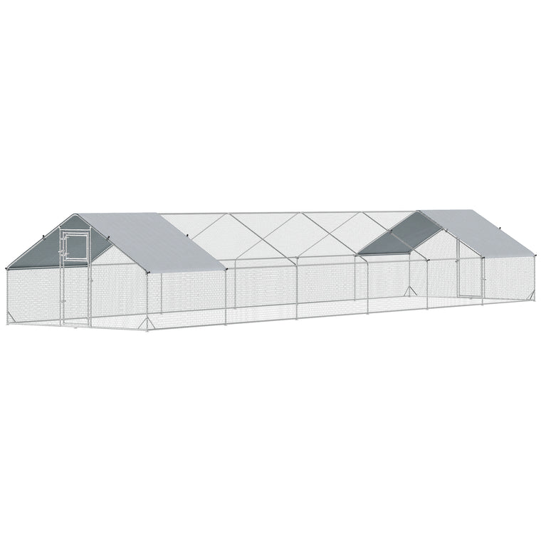 39.4' x 9.8' Metal Chicken Coop with Water & UV Protection