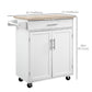 Kitchen Trolley Mobile Kitchen Island on Wheels Serving Cart Wooden Storage w/ Drawer and Towel Bar White