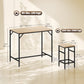 5 Pieces Industrial Rectangular Bar Table Set, Dining Table Set Breakfast Table with 4 Stools for Dining Room, Kitchen, Dinette, Oak