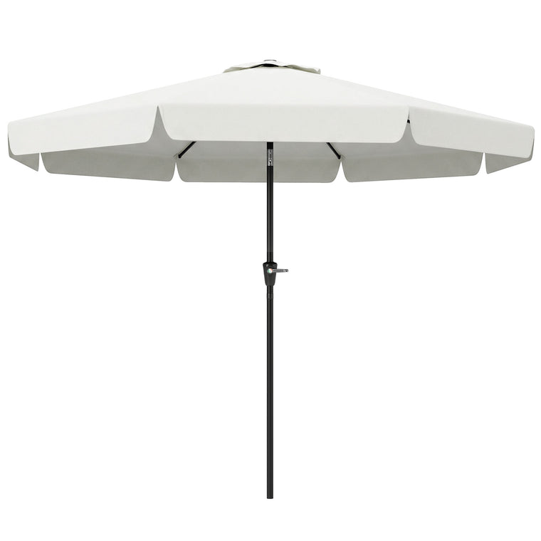 8.5ft Cream White Round Market Table Umbrella with Tilt