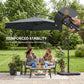 9.7 ft Offset Patio Umbrella with Water/Sand Fillable Weights, Garden Hanging Parasol with Locking Latch, Dark Grey
