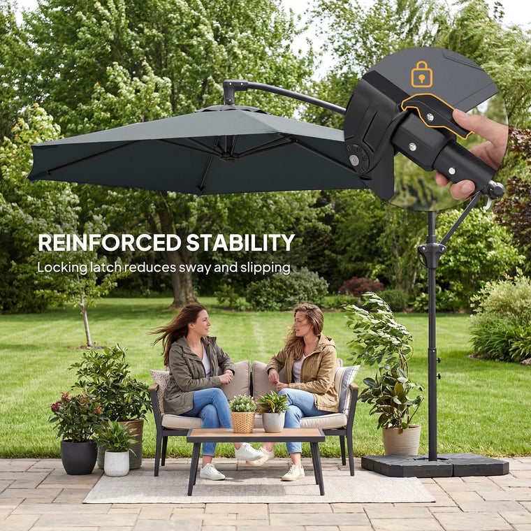 9.7' Dark Grey Offset Umbrella with Fillable Weights