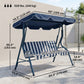 Outdoor Porch Swing with Adjustable Canopy, 3-Seater Patio Swing Chair with Cushion, Black