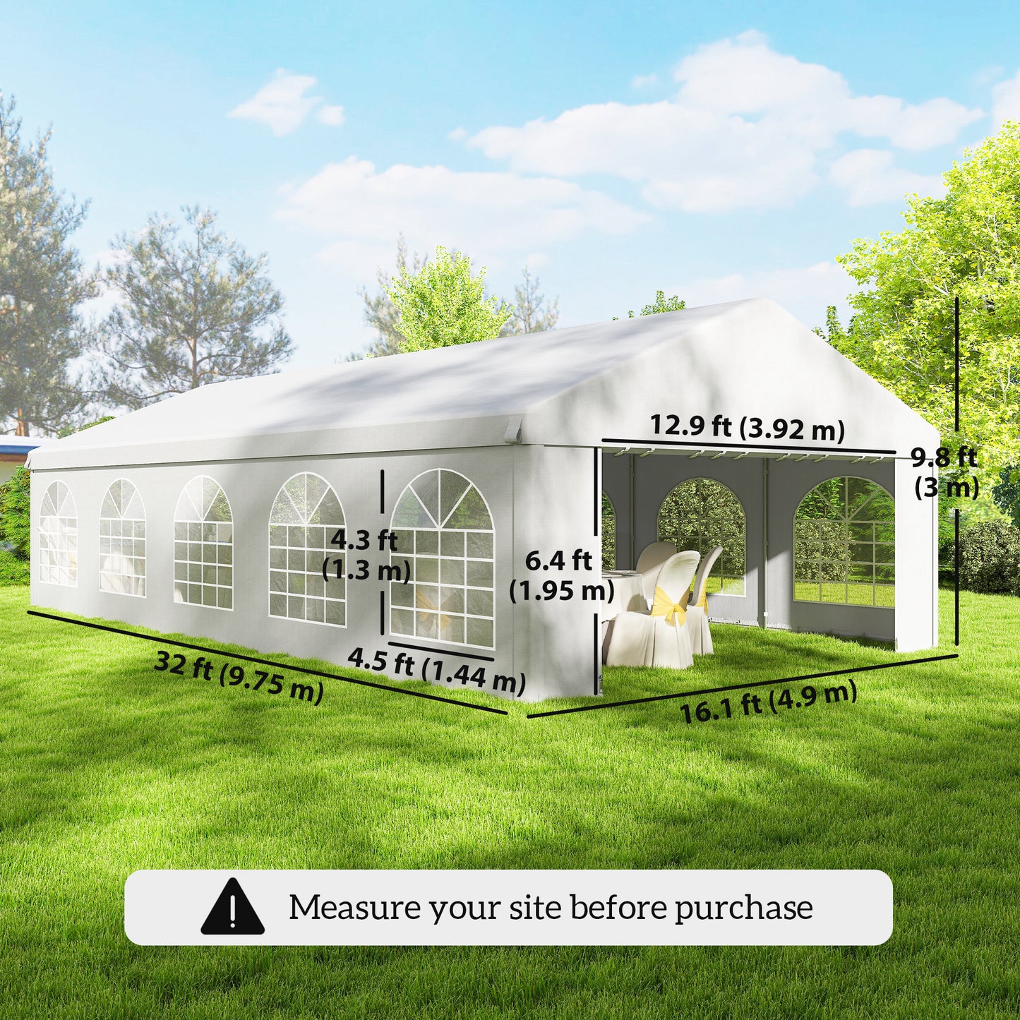 Heavy Duty Large Party Tent & Carport with Removable Sidewalls, Portable Garage Canopy Tent, White