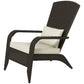 Patio Wicker Adirondack Chair, Outdoor Rattan Muskoka Chair with Cushions for Patio, Garden, Backyard Dark Blue