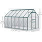 6' x 12' x 6.5' Polycarbonate Greenhouse, Walk-in Green House with Adjustable Roof Vent Galvanized Base Sliding Door Rain Gutter for Outdoor Garden Backyard, Green
