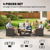 4-Piece Wicker Conversation Set with 2-Tier Table - Beige