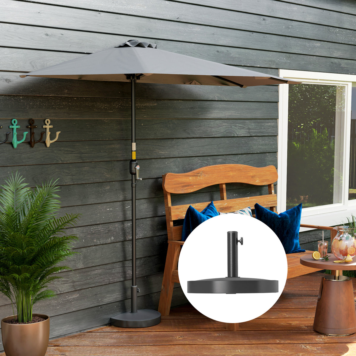 20 lbs Black Resin Half Parasol Base