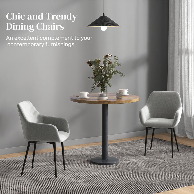 Velvet Dining Chairs Set of 2 with Armrests - Dark Grey