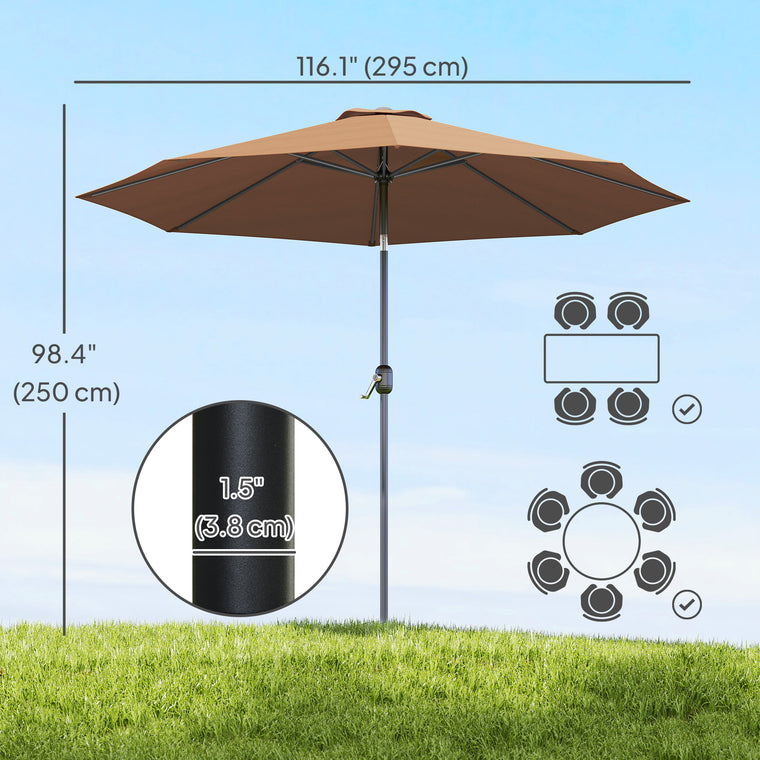 10' x 8' Coffee Round Market Umbrella with Crank & Tilt