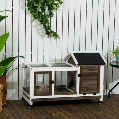 Coffee Rabbit Cage with Wheels & Run