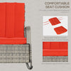 Wicker Rocking Recliner Chair with Adjustable Footrest