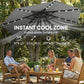 9.7ft Solar LED Cantilever Patio Umbrella with 32 LED Lights, Cross Base, Crank Handle, for Poolside, Deck, Dark Grey