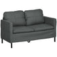 53" 2 Seat Sofa, Upholstered Two Seater Couch with Sturdy Steel Legs for Bedroom, Living Room, Dark Grey
