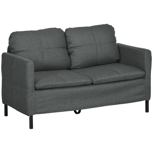 53" Two-Seater Sofa with Steel Legs - Dark Grey