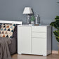 High Gloss Buffet Sideboard with 2 Drawers, 2 Doors and Adjustable Shelf, Kitchen Storage Cabinet with Push Open Design, White
