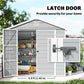 8' x 6' Plastic Garden Storage Shed with Latch Door, Vents, Sloped Roof, Light Grey