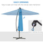 10' Deluxe Patio Umbrella, Outdoor Market Parasol, Banana Hanging Offset Sunshade with Crank, Cross Base, Blue