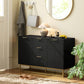 Sideboard Storage Cabinet with 3 Drawers, Adjustable Shelves and Doors, Kitchen Buffet Cabinet for Dining Room, Black