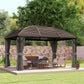 10x13 Hardtop Gazebo Aluminum Outdoor Canopy with Mesh Nettings Curtains Dark Grey