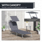 Outdoor Lounge Chair, Adjustable Folding Chaise Lounge, Tanning Chair with Sun Shade for Beach, Camping, Hiking, Backyard, Light Grey