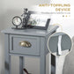 Bedside Table Set of 2, Narrow Side Table with Drawer and Shelf, 2 Tier Tall Nightstand for Bedroom, Grey