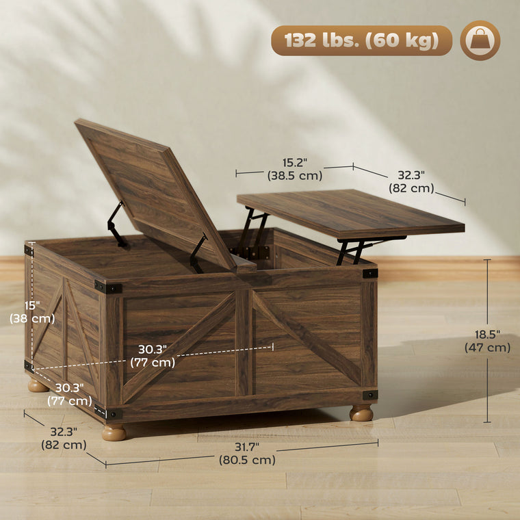 32" Lift-Top Coffee Table with Hidden Storage