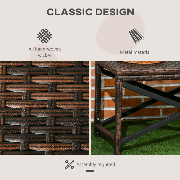 Mixed Brown Rattan End Table with Woven Top