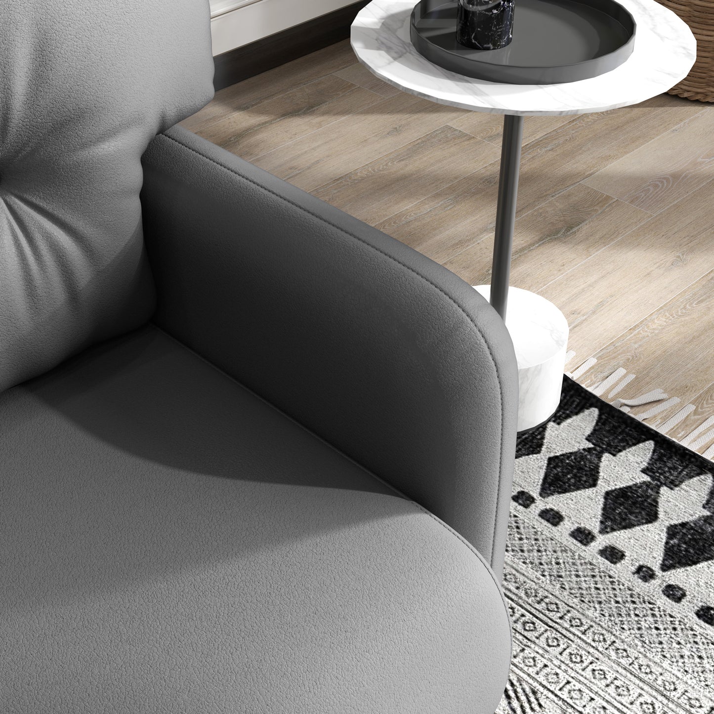 58" 2 Seat Sofa, Modern Love Seats Furniture, Upholstered 2 Seater Couch, Solid Wood Frame, Grey