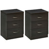 3-Drawer Nightstand Set of 2 - Dark Brown