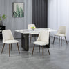 Upholstered Dining Chairs Set of 4, Velvet Accent Chair with Back and Wood-grain Steel Leg for Kitchen, Cream White