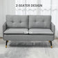 55" Loveseat Sofa, Linen Love Seat w/ S spring, Steel Legs and Button Tufting, Small Couch for Living Room, Grey