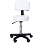 Rolling Stool with Wheels, Swivel Stool with Back Support, Adjustable Height, PU Leather Drafting Chair for Home Office, White