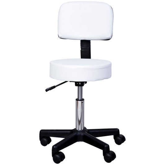 Adjustable Rolling Drafting Stool with Back - White
