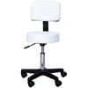 Adjustable Rolling Drafting Stool with Back - White