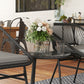 3 Piece Bistro Set, Wicker Outdoor Patio Furniture Set with Glass Top Table, Cushions for Balcony, Porch, Black