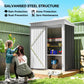 Outdoor Storage Shed, Steel Lean-to Shed with Adjustable Shelf, Lock, Gloves, 5'x3'x6', Dark Grey