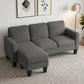 L-Shape Corduroy Sectional Sofa with Reversible Chaise - Dark Grey