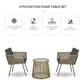 3 Pieces Wicker Patio Furniture Set, Rattan Bistro Set with Coffee Table and Cushions, Outdoor Conversation Set for Garden, Porch, Balcony, Grey