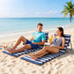 Set of 2 Foldable Lounge Chairs with Carry Bag, Adjustable Backrest, Blue and White