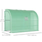 Walk-in Wall Lean-to Greenhouse, 10' x 5' x 7' Outdoor Gardening Green House with PE Cover, Windows, Shelves and 2 Zipper Doors, Green