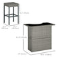 5 Pieces Patio Bar Set, Outdoor PE Rattan Wicker High Top Outdoor Table and Chairs Outdoor Bar Set with Tempered Glass Top Bar Table and Shelves, 4 Bar Chairs, Black