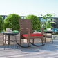 Outdoor PE Rattan Rocking Chair, Garden Glider Rocking Chair, Wicker Patio Chair Set with Armrest and Cushion, Wine Red