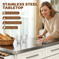 Rolling Kitchen Island with Storage and Stainless Steel Top, Kitchen Trolley with Drawers, Cabinets, Towel Rack, Cream