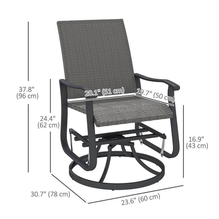 Rattan Glider Swivel Chair with Steel Frame and High Back