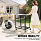 Outdoor Grill Cart with Stainless Steel Tabletop, 2-Tier Kitchen Prep Station with Hooks, Lockable Wheels, Black