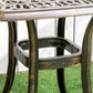 Aluminium Outdoor Side Table with Umbrella Hole, 21" Square Patio Coffee Table End Table, Bronze