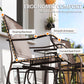 Double Patio Glider Chair with Glass Top Center Table, Outdoor Glider Loveseat with High Back, All Weather Breathable Mesh Fabric for Garden, Backyard, Deck, Brown