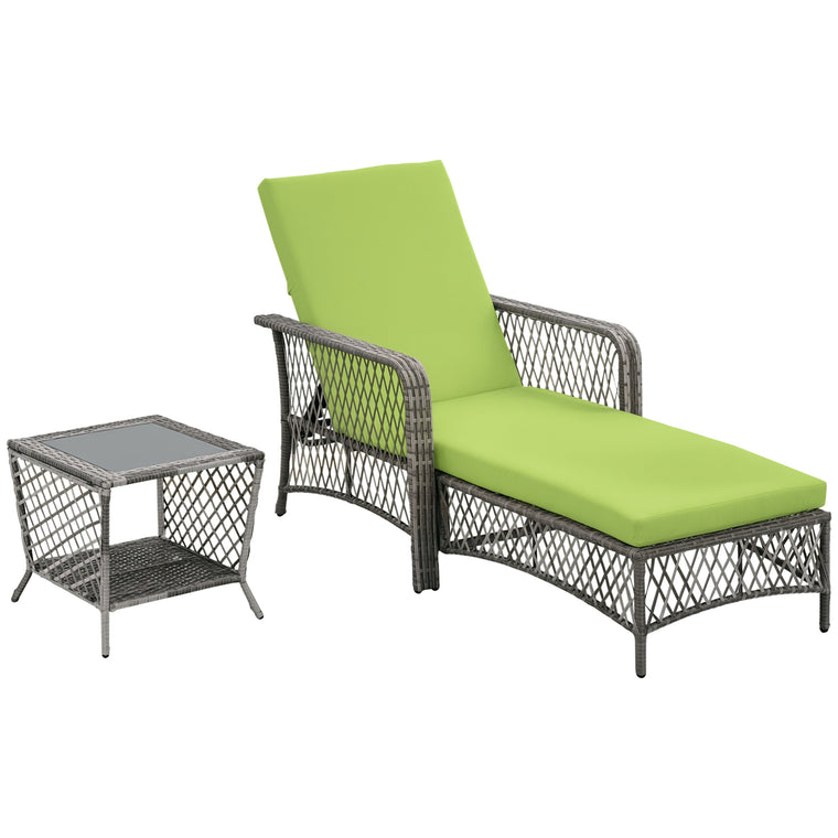 Green 2-Piece Wicker Lounge Set with Coffee Table