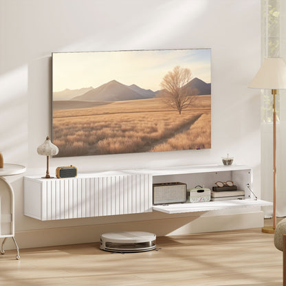 55" Floating TV Stand with Flip-Down Doors